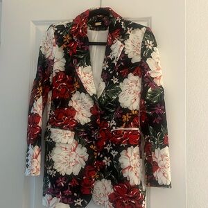 Alexia Admor Floral Print Scuba Blazer Sz 2